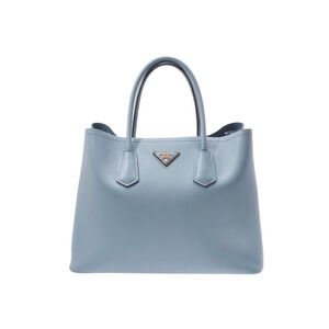 Prada Double Bag Blue Saffiano Tote Card
